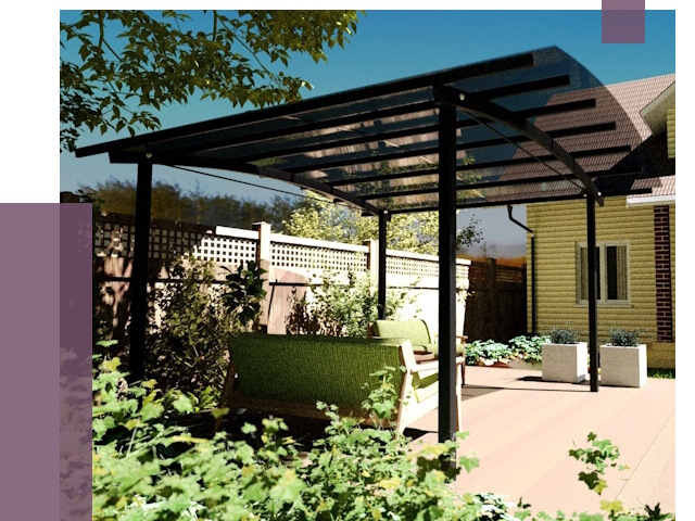 Навесы для террасы в Бердске от 13275 руб. под ключ | ПРОЛЁТ-Брд