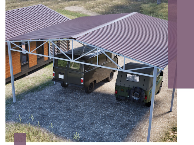 Двускатные навесы под ключ в Бердске — изготовление и монтаж